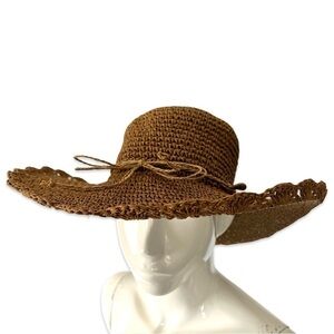 SCALA Womens Wide Brim Straw Sun Hat with Embellished Band~One Size